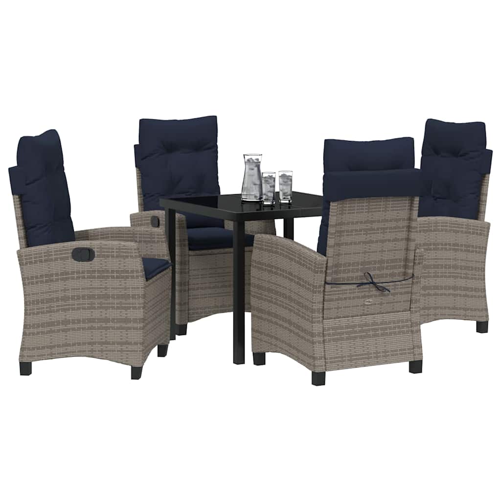 Garten Essgruppe mit Kissen 5 pcs Grau Poly-Rattan