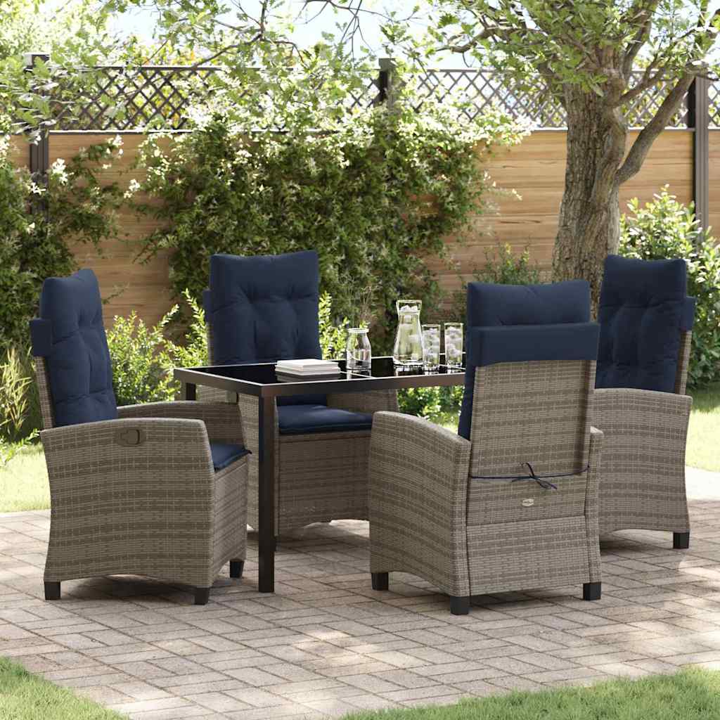 Garten Essgruppe mit Kissen 5 pcs Grau Poly-Rattan