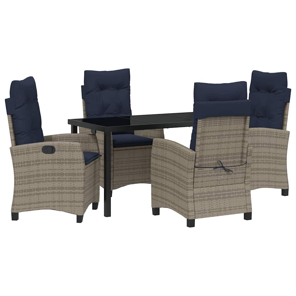Garten Essgruppe mit Kissen 5 pcs Grau Poly-Rattan