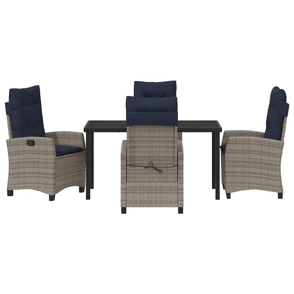 Garten Essgruppe mit Kissen 5 pcs Grau Poly-Rattan