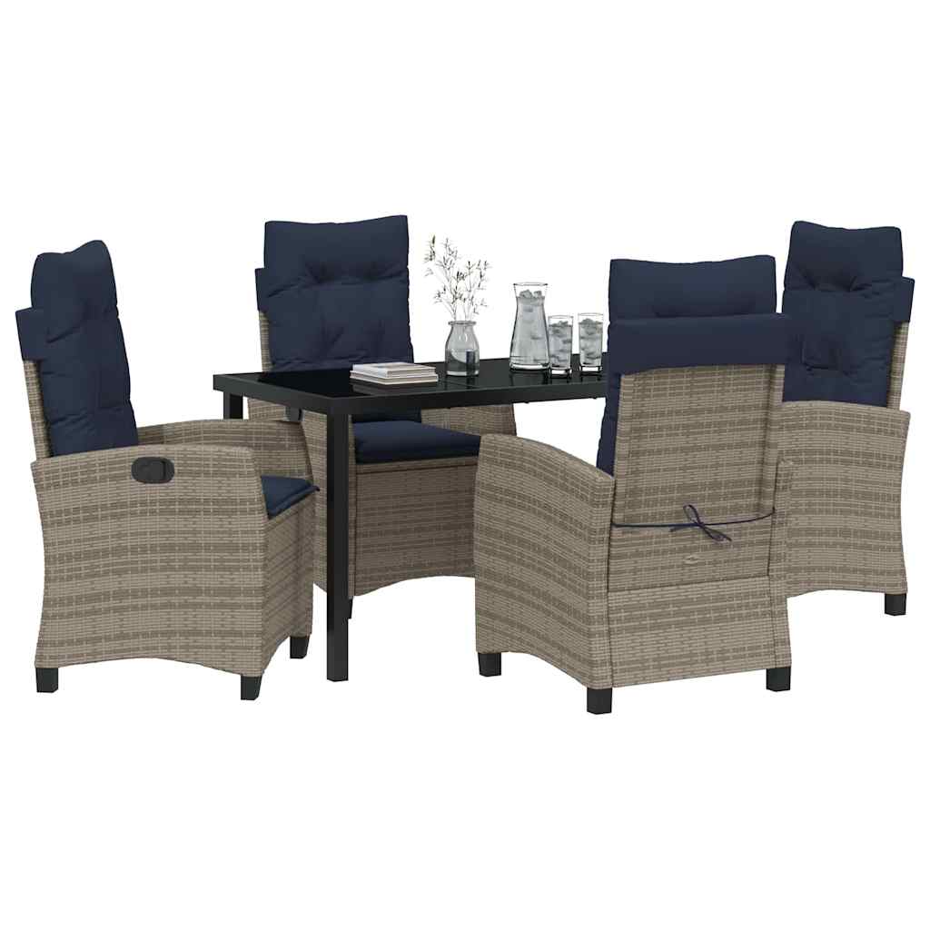 Garten Essgruppe mit Kissen 5 pcs Grau Poly-Rattan