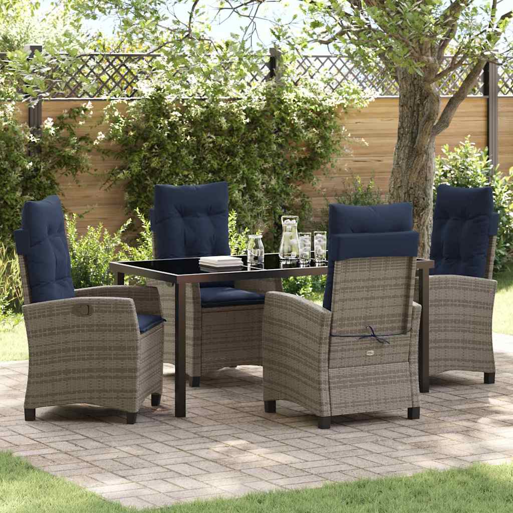 Garten Essgruppe mit Kissen 5 pcs Grau Poly-Rattan