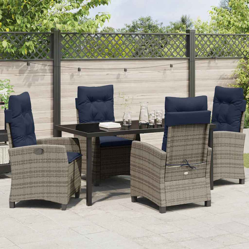 Garten Essgruppe mit Kissen 5 pcs Grau Poly-Rattan
