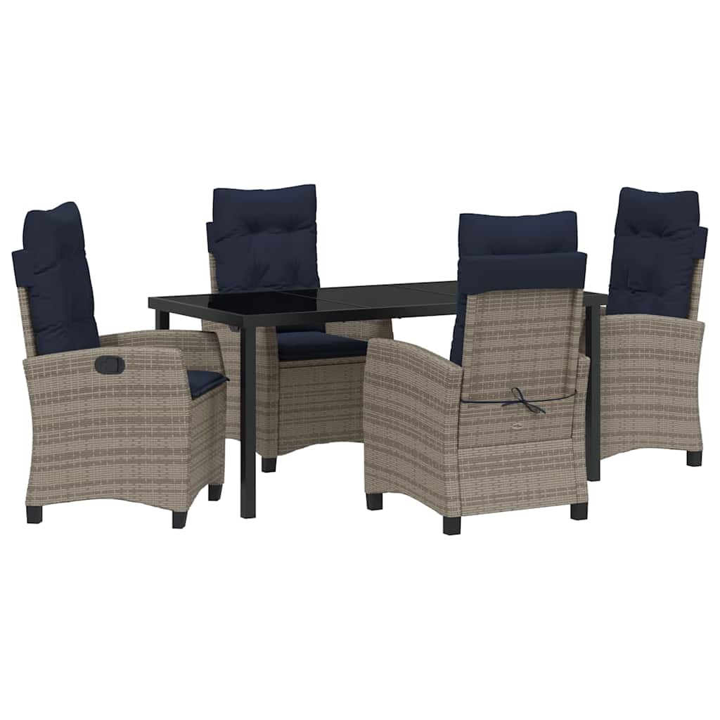 Garten Essgruppe mit Kissen 5 pcs Grau Poly-Rattan