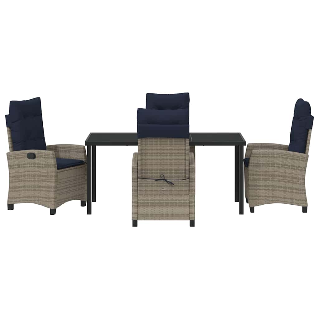 Garten Essgruppe mit Kissen 5 pcs Grau Poly-Rattan