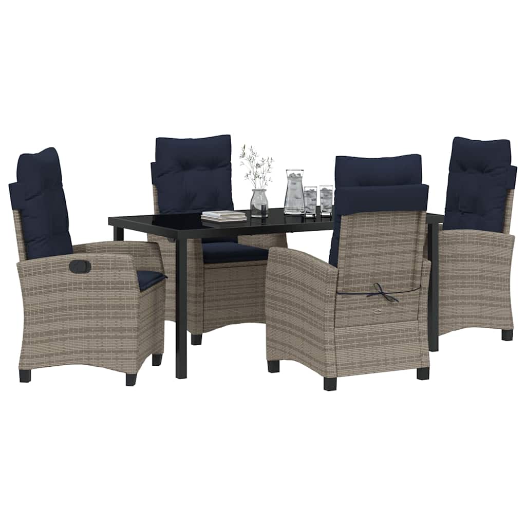 Garten Essgruppe mit Kissen 5 pcs Grau Poly-Rattan