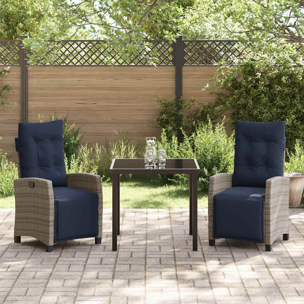 Garten Essgruppe mit Kissen 3 pcs Grau Poly-Rattan