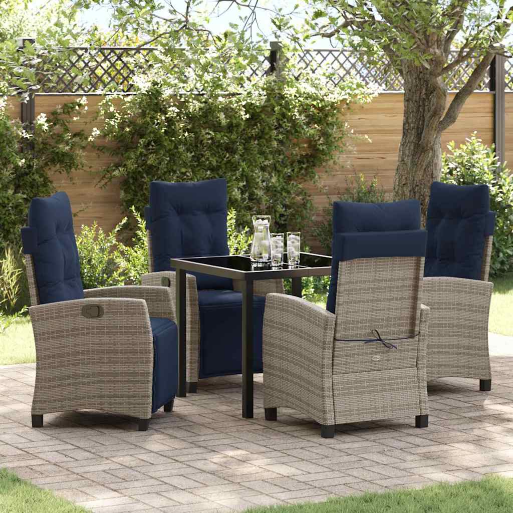 Garten Essgruppe mit Kissen 5 pcs Grau Poly-Rattan