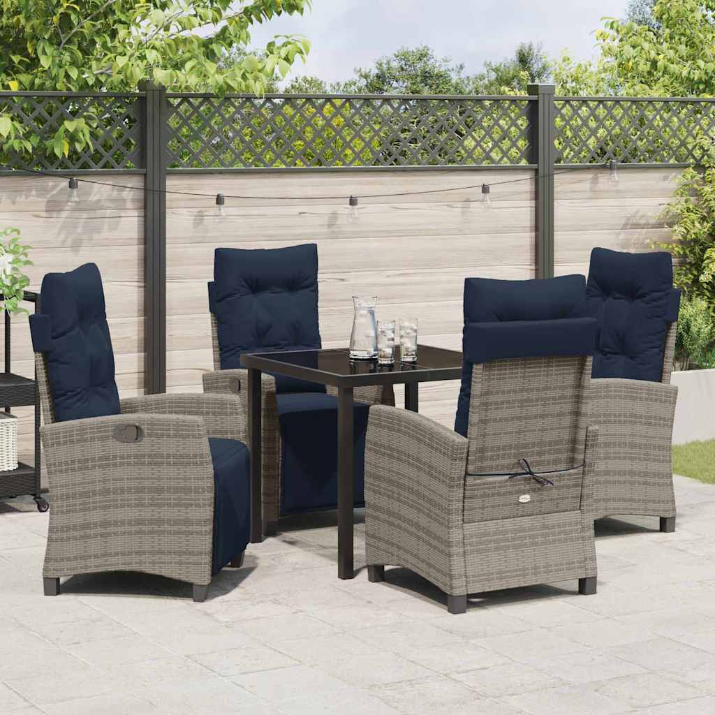 Garten Essgruppe mit Kissen 5 pcs Grau Poly-Rattan