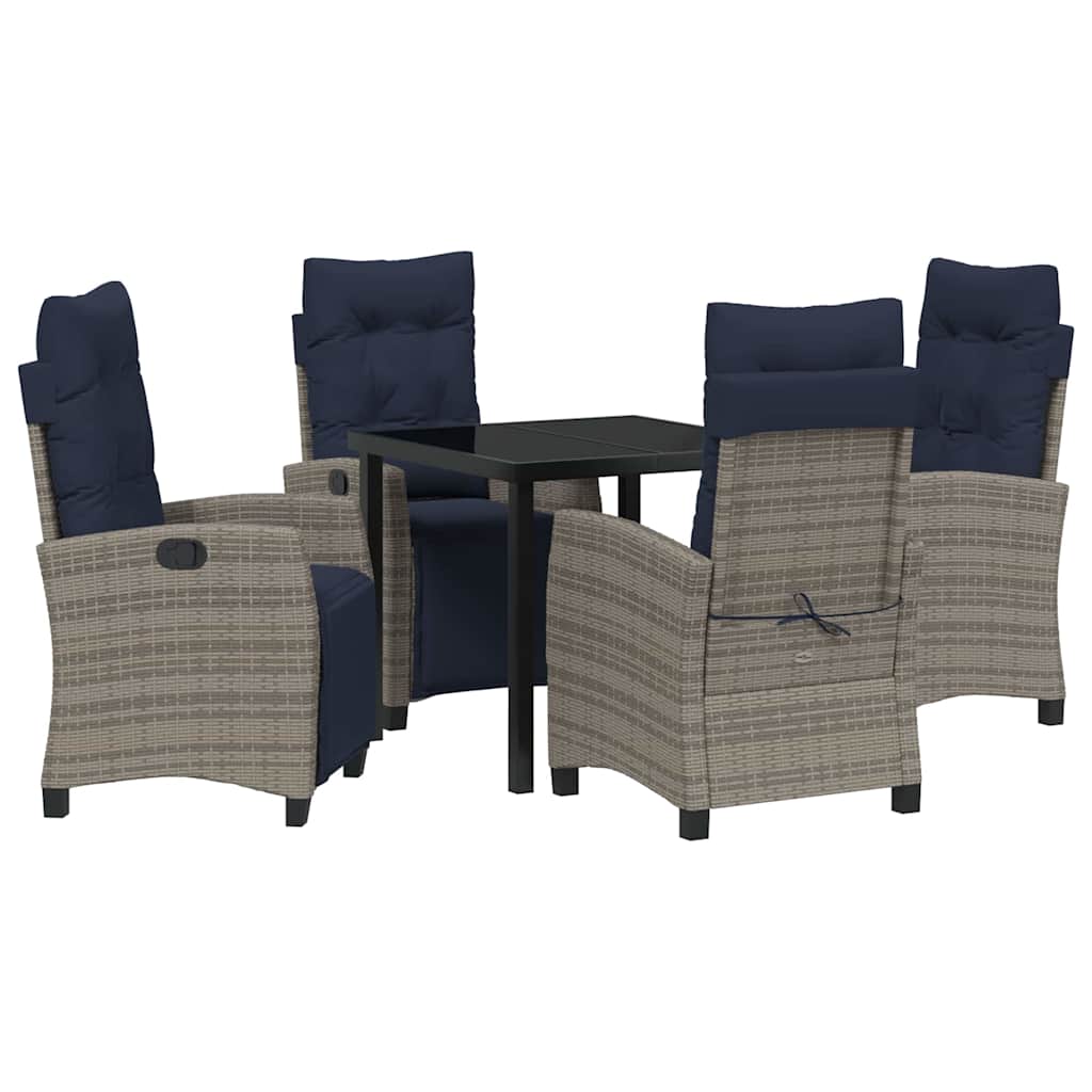 Garten Essgruppe mit Kissen 5 pcs Grau Poly-Rattan