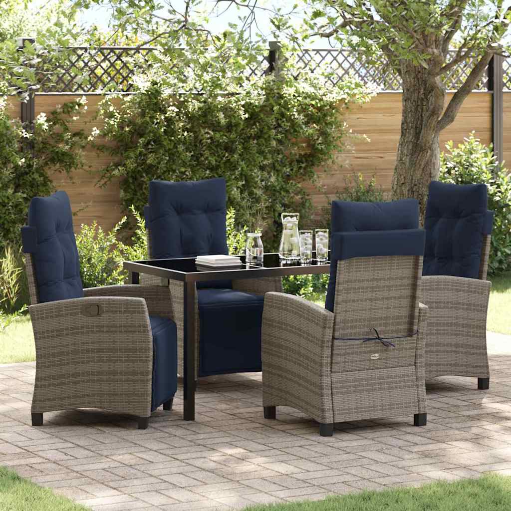 Garten Essgruppe mit Kissen 5 pcs Grau Poly-Rattan