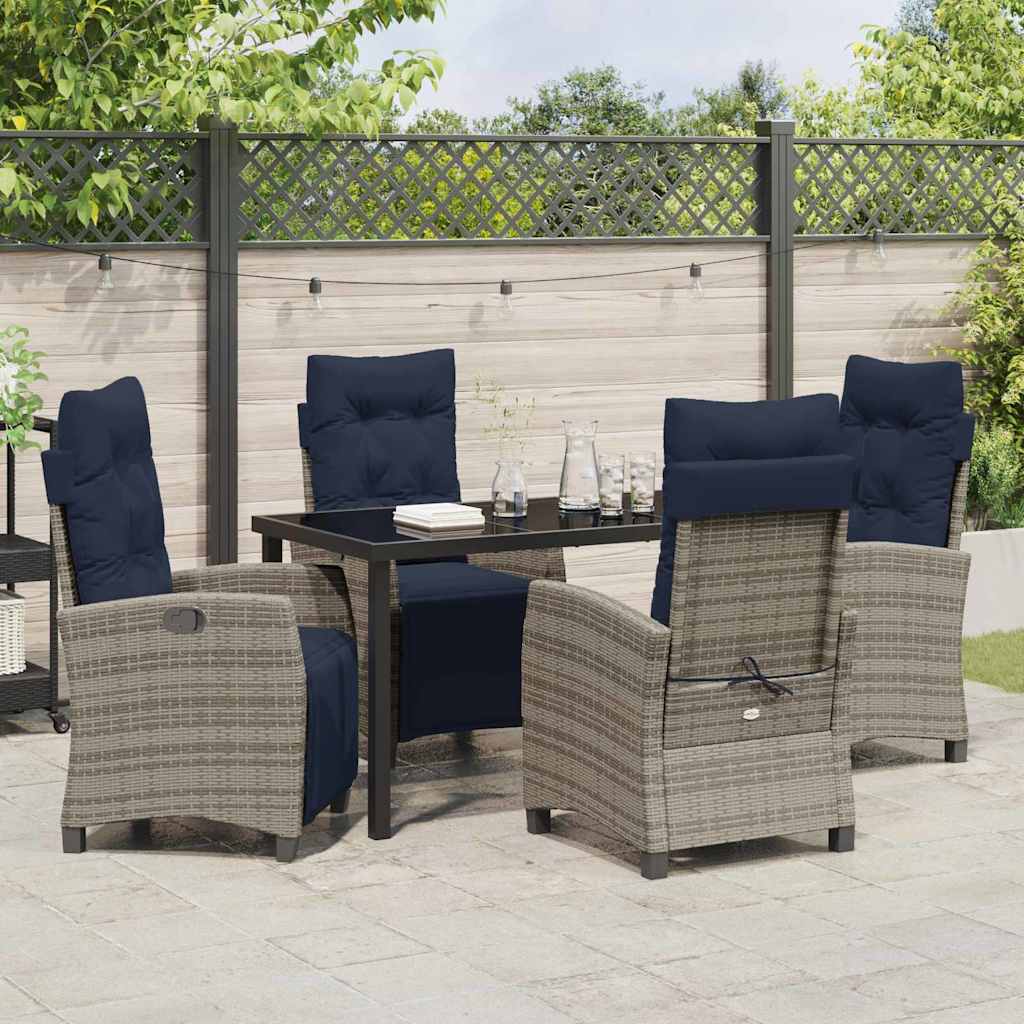 Garten Essgruppe mit Kissen 5 pcs Grau Poly-Rattan