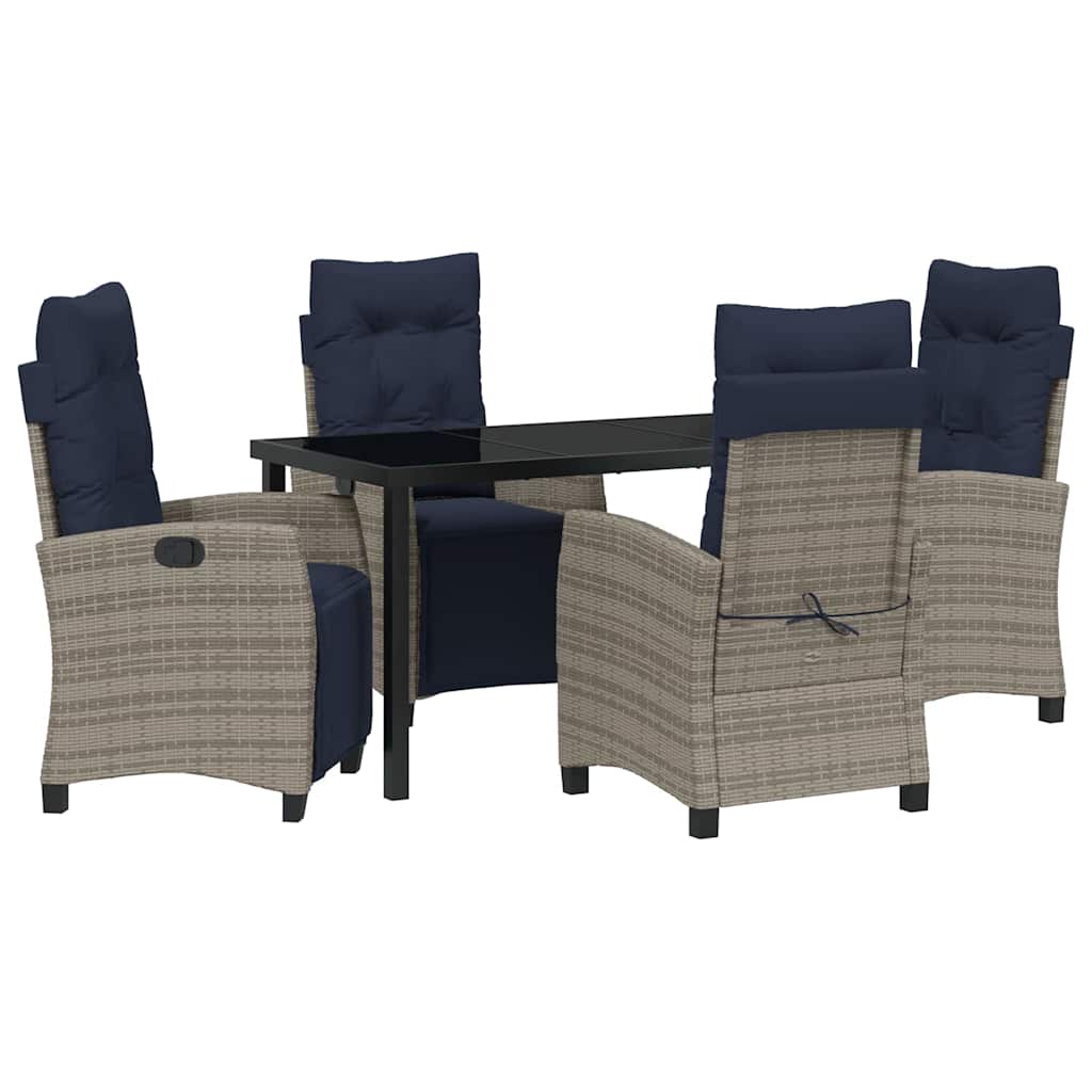 Garten Essgruppe mit Kissen 5 pcs Grau Poly-Rattan