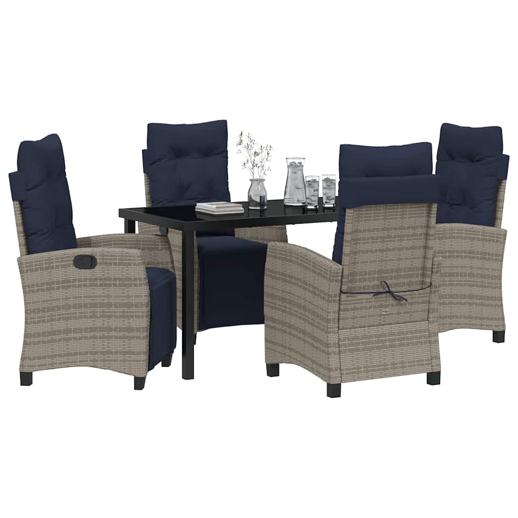 Garten Essgruppe mit Kissen 5 pcs Grau Poly-Rattan