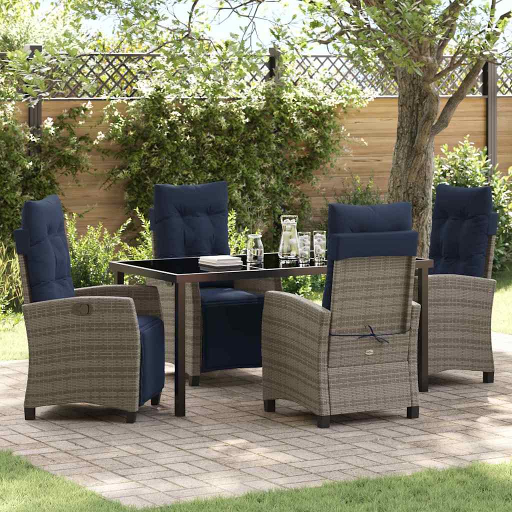 Garten Essgruppe mit Kissen 5 pcs Grau Poly-Rattan