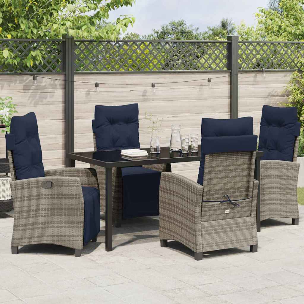Garten Essgruppe mit Kissen 5 pcs Grau Poly-Rattan
