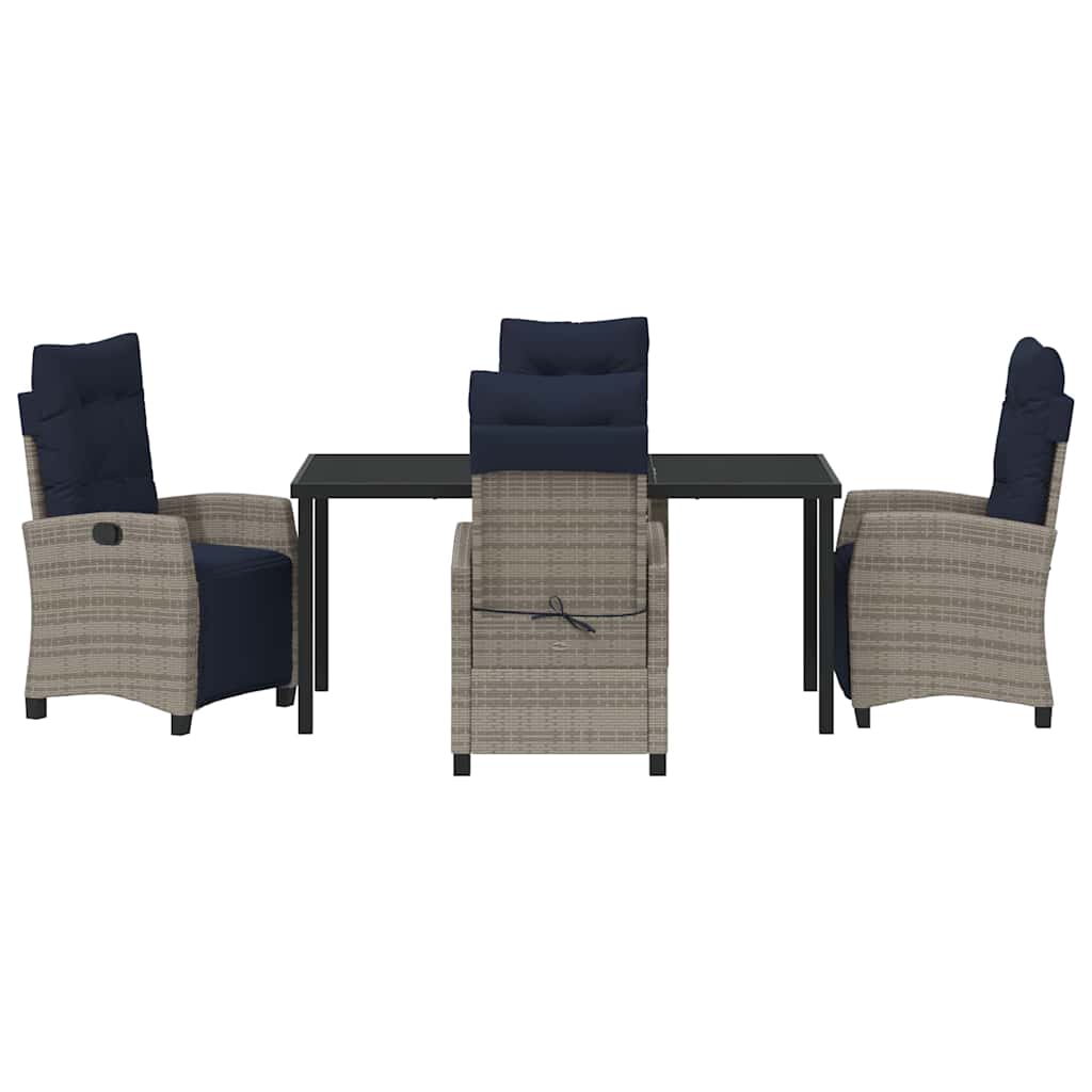Garten Essgruppe mit Kissen 5 pcs Grau Poly-Rattan