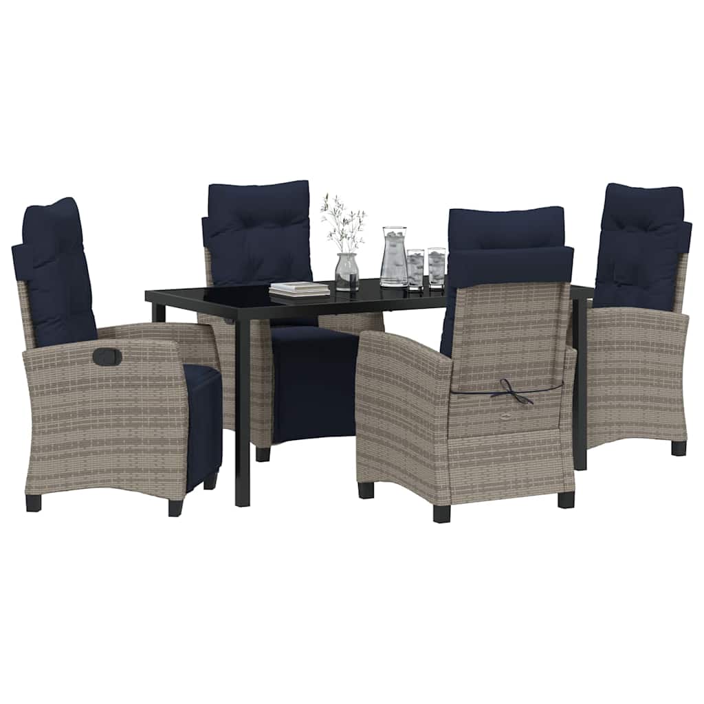 Garten Essgruppe mit Kissen 5 pcs Grau Poly-Rattan