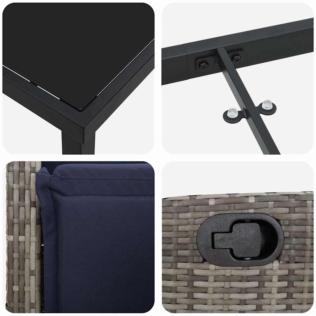 Garten Essgruppe mit Kissen 7 pcs Grau Poly-Rattan