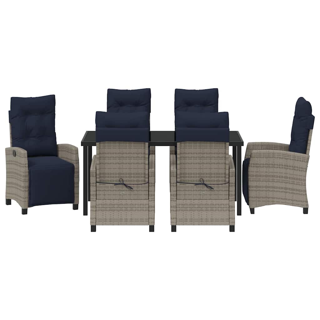 Garten Essgruppe mit Kissen 7 pcs Grau Poly-Rattan