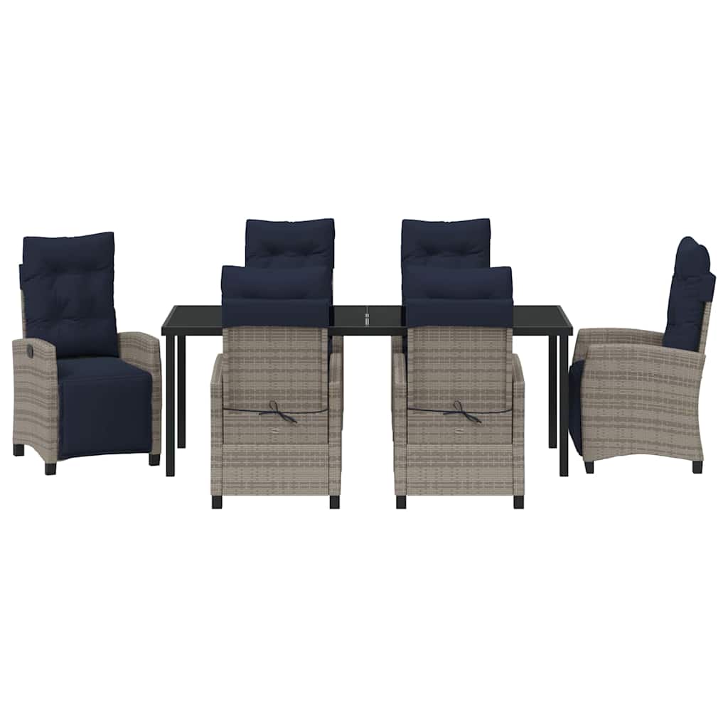 Garten Essgruppe mit Kissen 7 pcs Grau Poly-Rattan