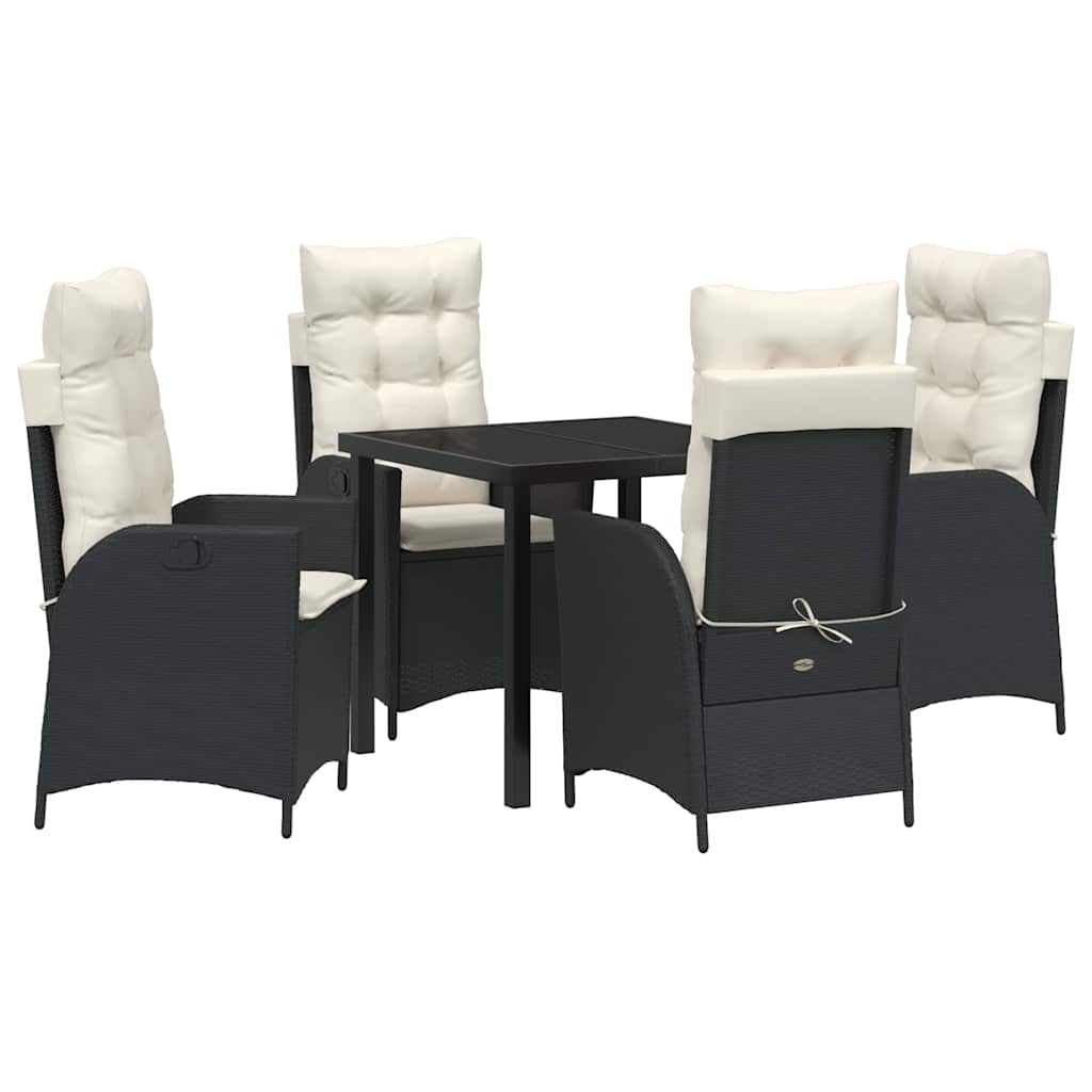 Garten Essgruppe mit Kissen 5 pcs Schwarz Poly-Rattan