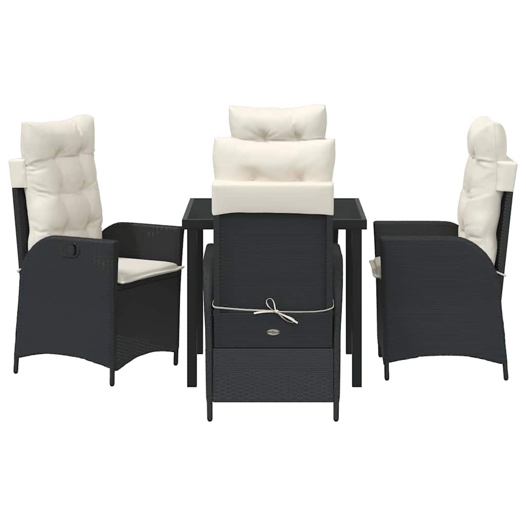 Garten Essgruppe mit Kissen 5 pcs Schwarz Poly-Rattan