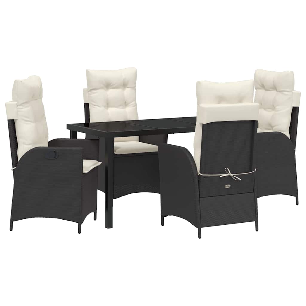 Garten Essgruppe mit Kissen 5 pcs Schwarz Poly-Rattan