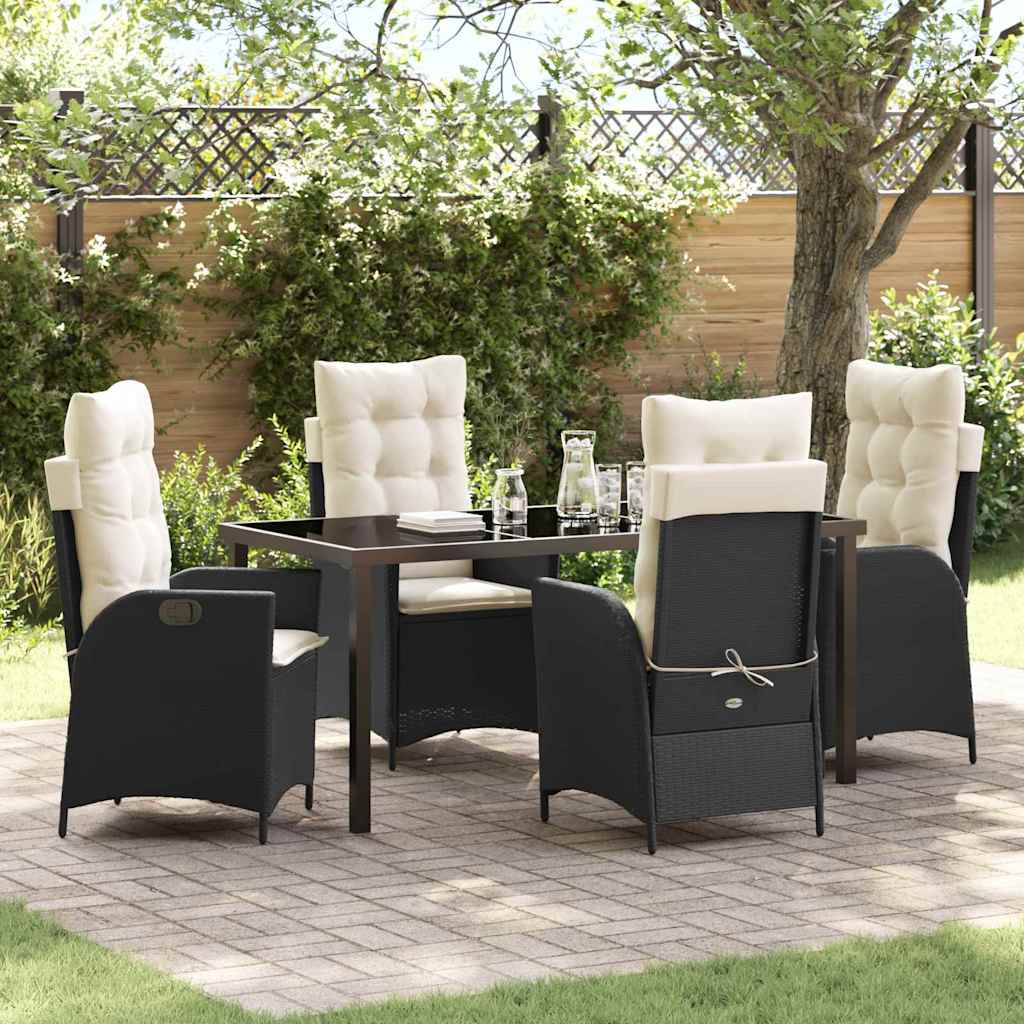 Garten Essgruppe mit Kissen 5 pcs Schwarz Poly-Rattan