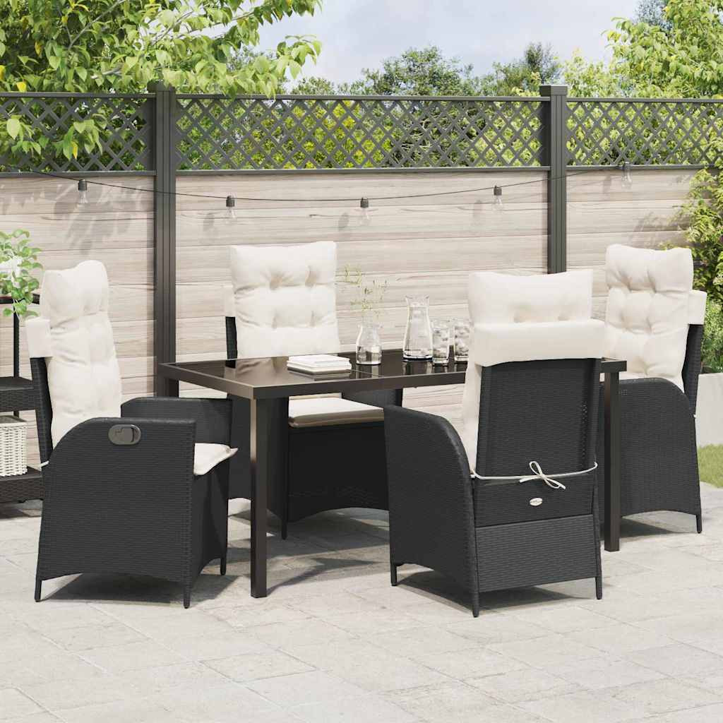 Garten Essgruppe mit Kissen 5 pcs Schwarz Poly-Rattan