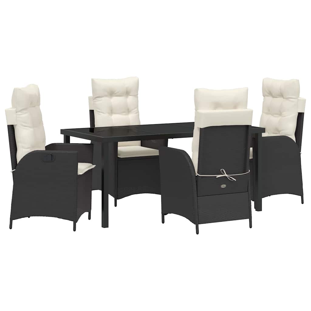 Garten Essgruppe mit Kissen 5 pcs Schwarz Poly-Rattan