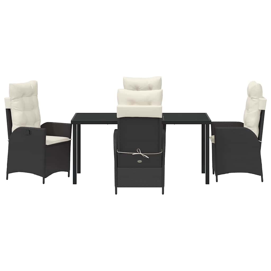 Garten Essgruppe mit Kissen 5 pcs Schwarz Poly-Rattan