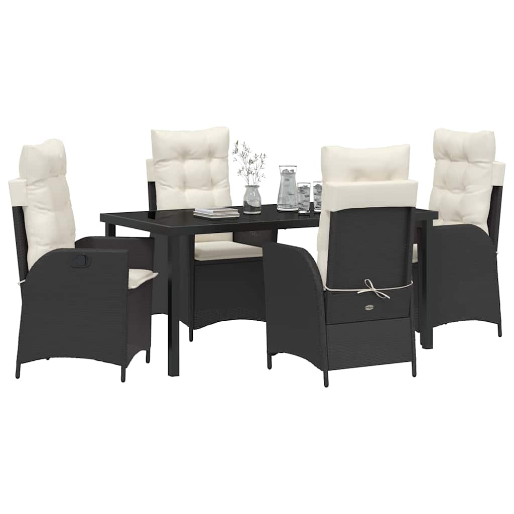 Garten Essgruppe mit Kissen 5 pcs Schwarz Poly-Rattan