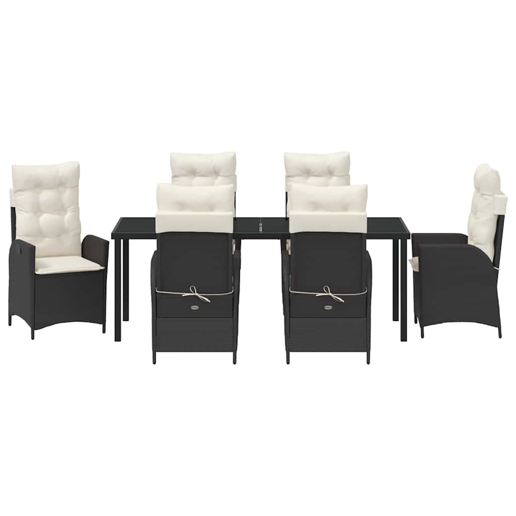 Garten Essgruppe mit Kissen 7 pcs Schwarz Poly-Rattan