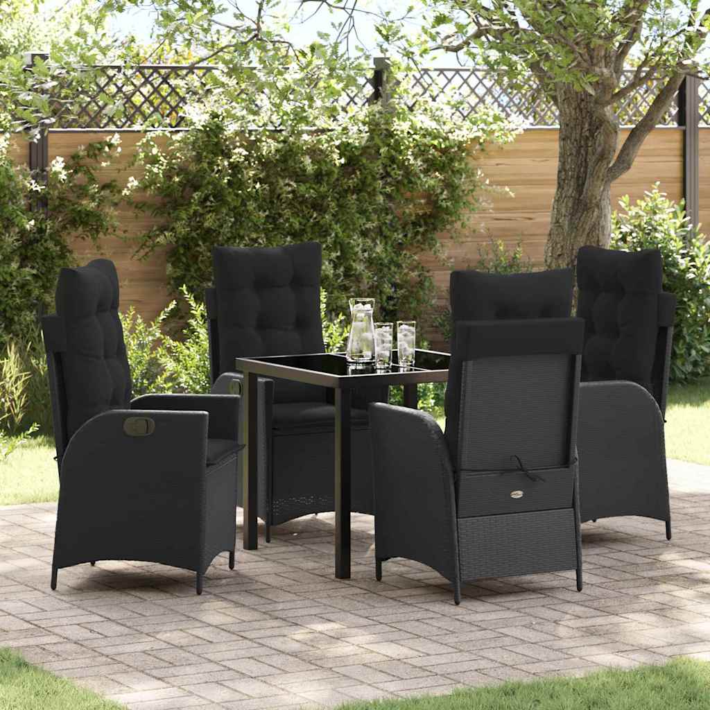 Garten Essgruppe mit Kissen 5 pcs Schwarz Poly-Rattan