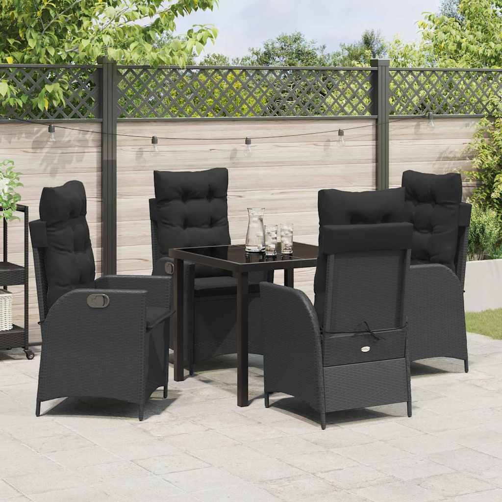 Garten Essgruppe mit Kissen 5 pcs Schwarz Poly-Rattan