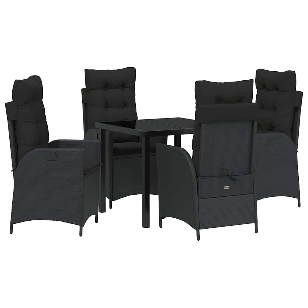 Garten Essgruppe mit Kissen 5 pcs Schwarz Poly-Rattan