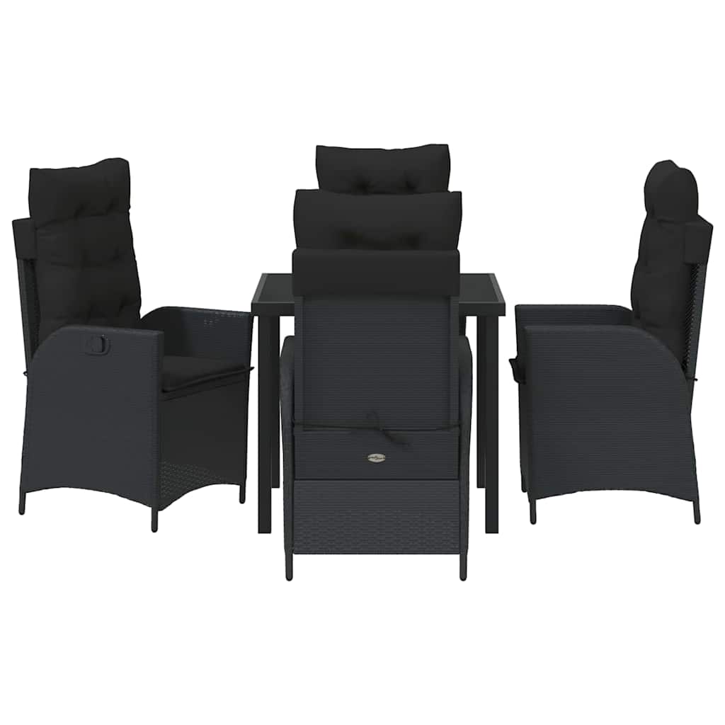 Garten Essgruppe mit Kissen 5 pcs Schwarz Poly-Rattan