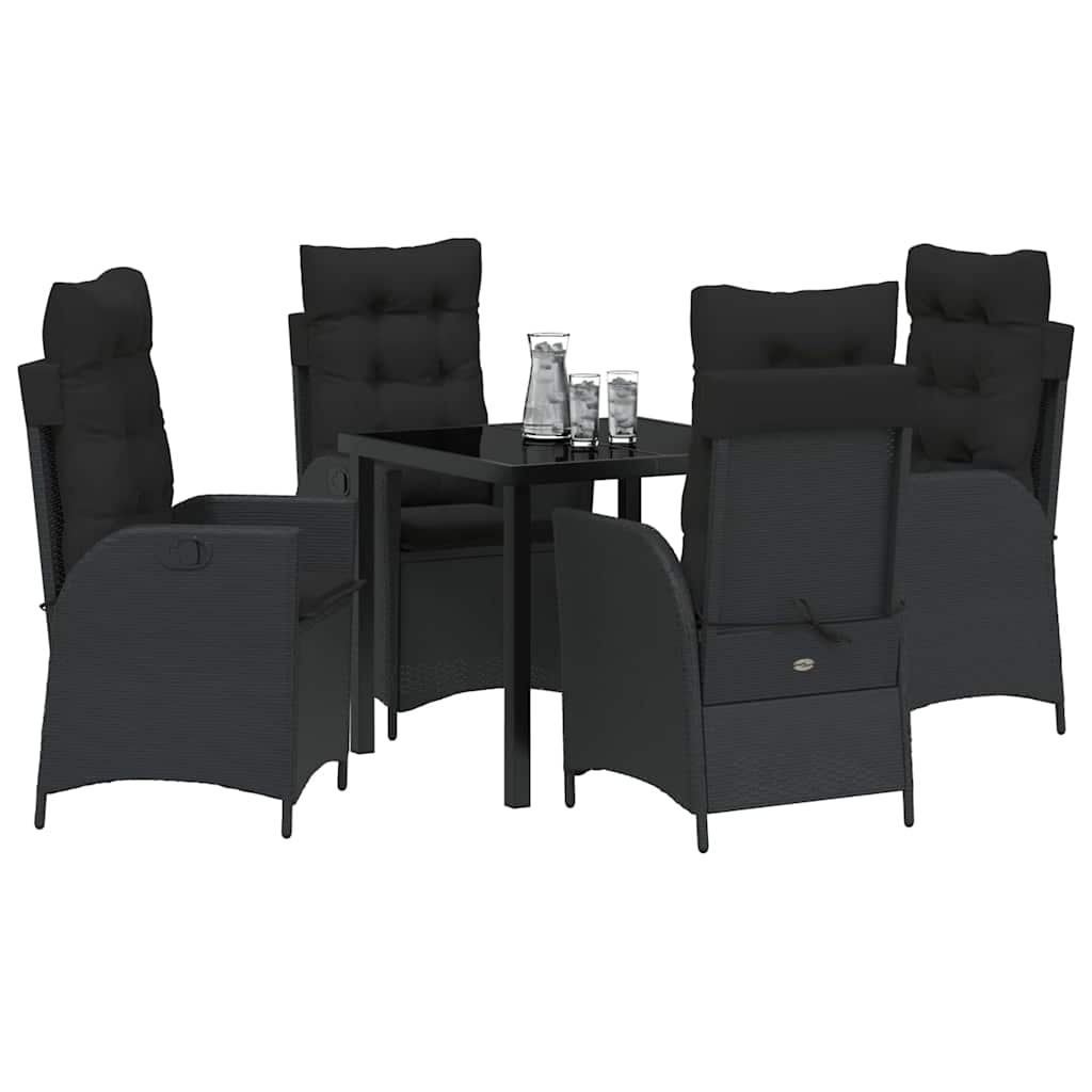 Garten Essgruppe mit Kissen 5 pcs Schwarz Poly-Rattan