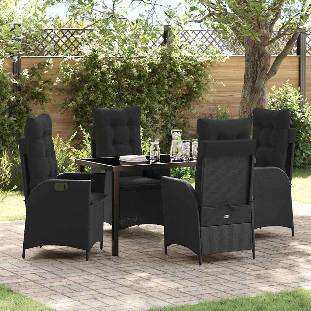 Garten Essgruppe mit Kissen 5 pcs Schwarz Poly-Rattan