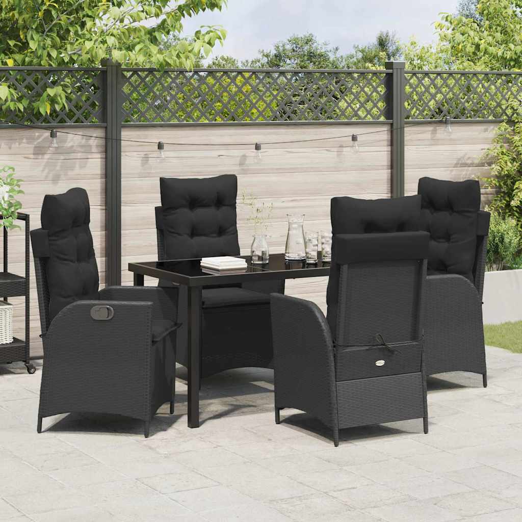 Garten Essgruppe mit Kissen 5 pcs Schwarz Poly-Rattan