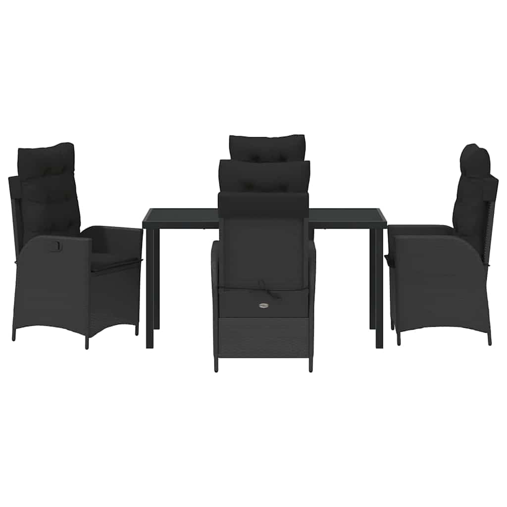 Garten Essgruppe mit Kissen 5 pcs Schwarz Poly-Rattan