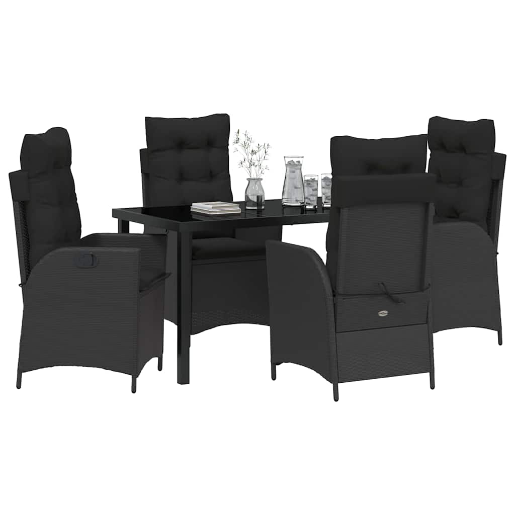 Garten Essgruppe mit Kissen 5 pcs Schwarz Poly-Rattan