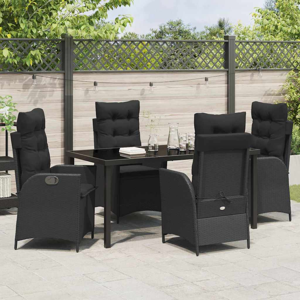 Garten Essgruppe mit Kissen 5 pcs Schwarz Poly-Rattan
