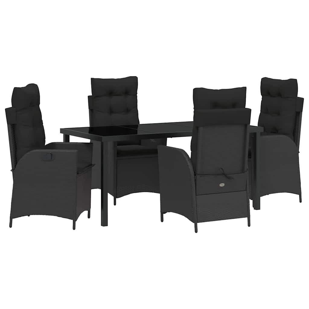 Garten Essgruppe mit Kissen 5 pcs Schwarz Poly-Rattan