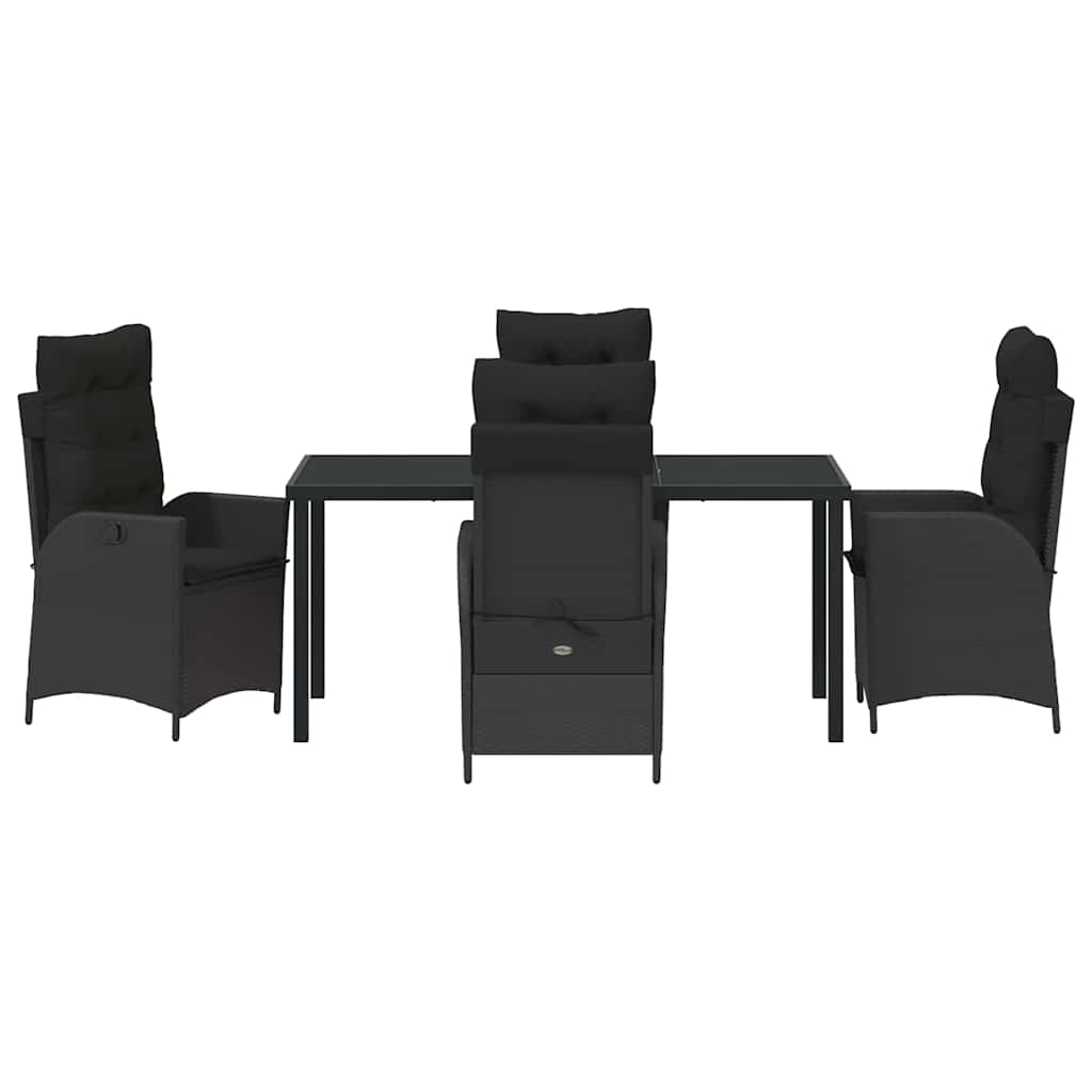 Garten Essgruppe mit Kissen 5 pcs Schwarz Poly-Rattan