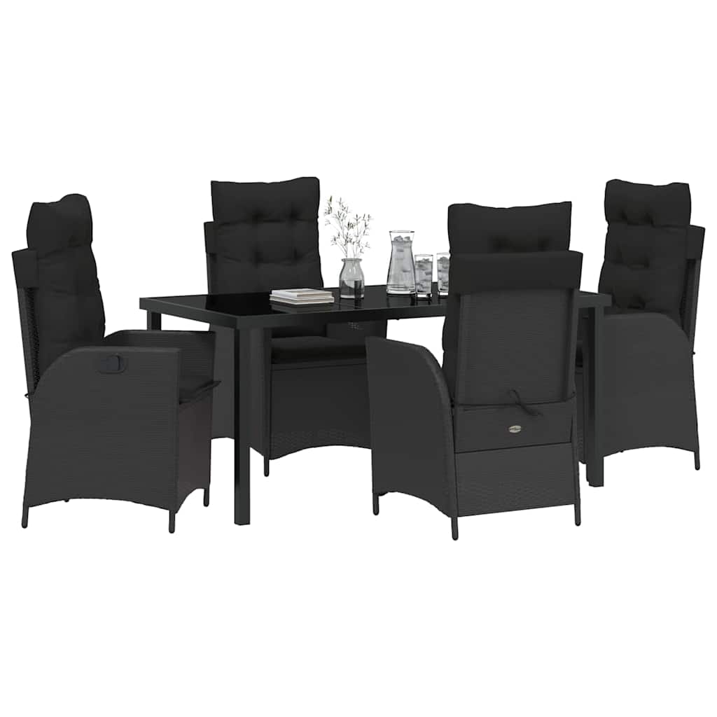 Garten Essgruppe mit Kissen 5 pcs Schwarz Poly-Rattan
