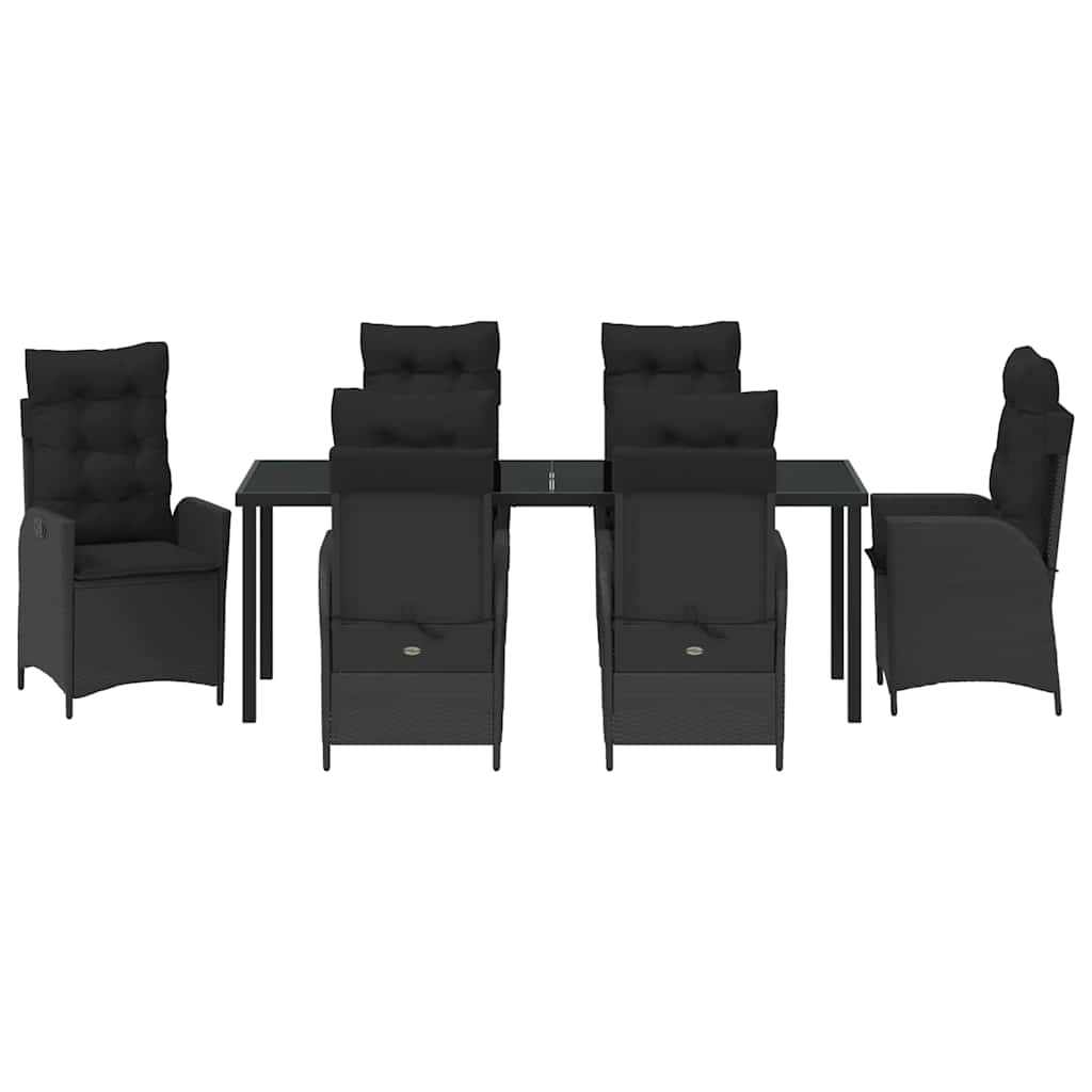 Garten Essgruppe mit Kissen 7 pcs Schwarz Poly-Rattan