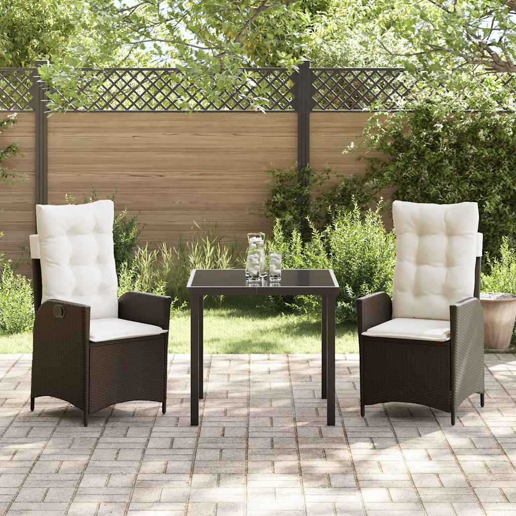 Garten Essgruppe mit Kissen 3 pcs Braun Poly-Rattan