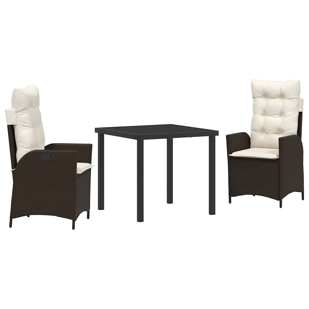 Garten Essgruppe mit Kissen 3 pcs Braun Poly-Rattan
